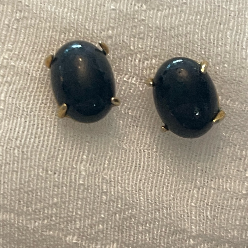 MONET Vintage oval black onyx gold tone post earrings